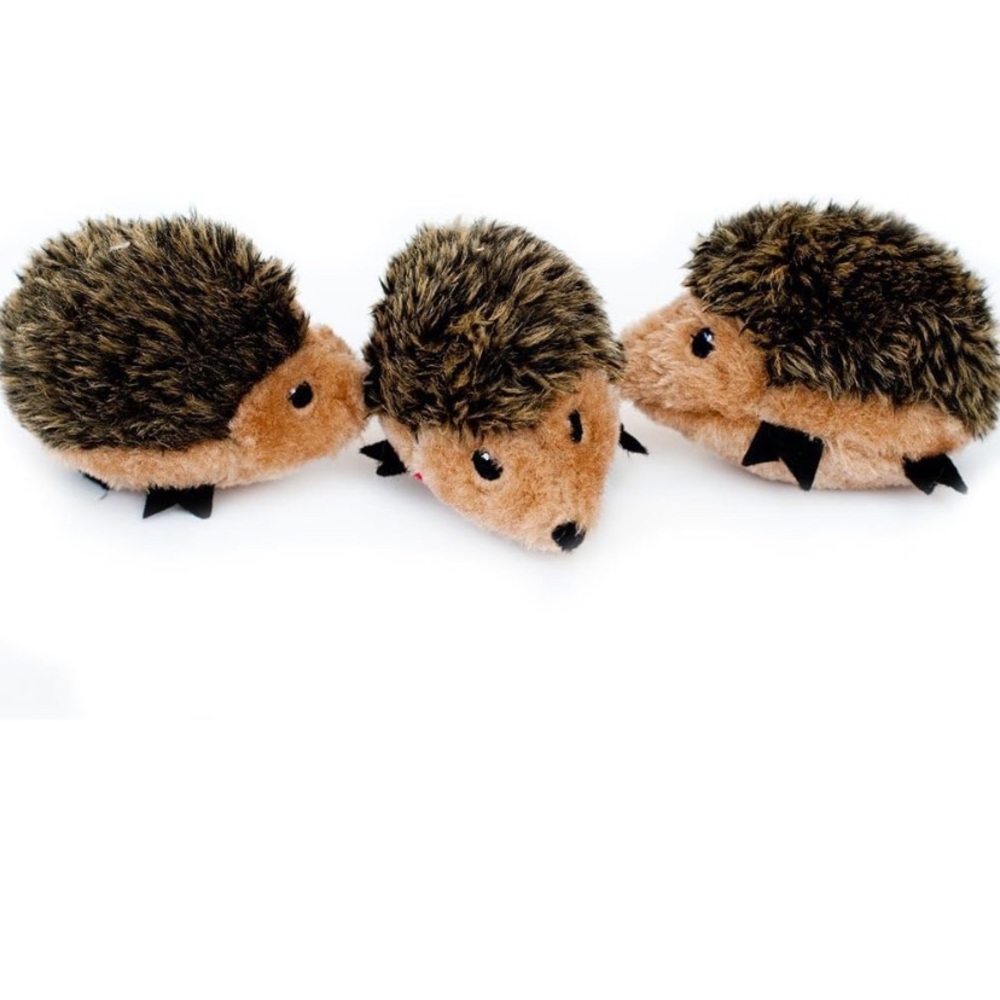 Zippy Paws Hedgehogs Miniz 3 Pack Squeaky Plush Dog Toy Stuffed NWT